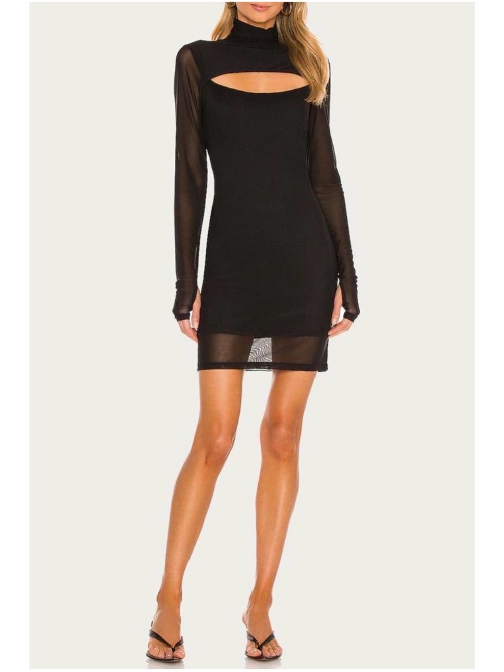 BRAND NEW ~ NWT AFRM Tilda Black Sheer-Sleeve Cutout Mini Dress